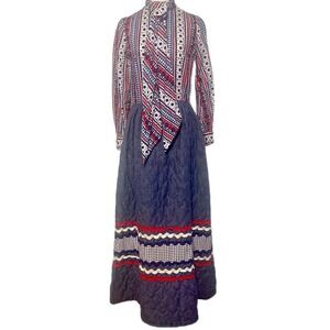 Howard Wolf vintage 1960s daisy floral maxi dress quilted skirt